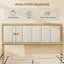 Structure de lit double avec tête de lit, lit plateforme double avec lattes de bois, aucun sommier requis, assemblage facile, finition chêne moderne de style Mid-Century-1649690320-1649690318