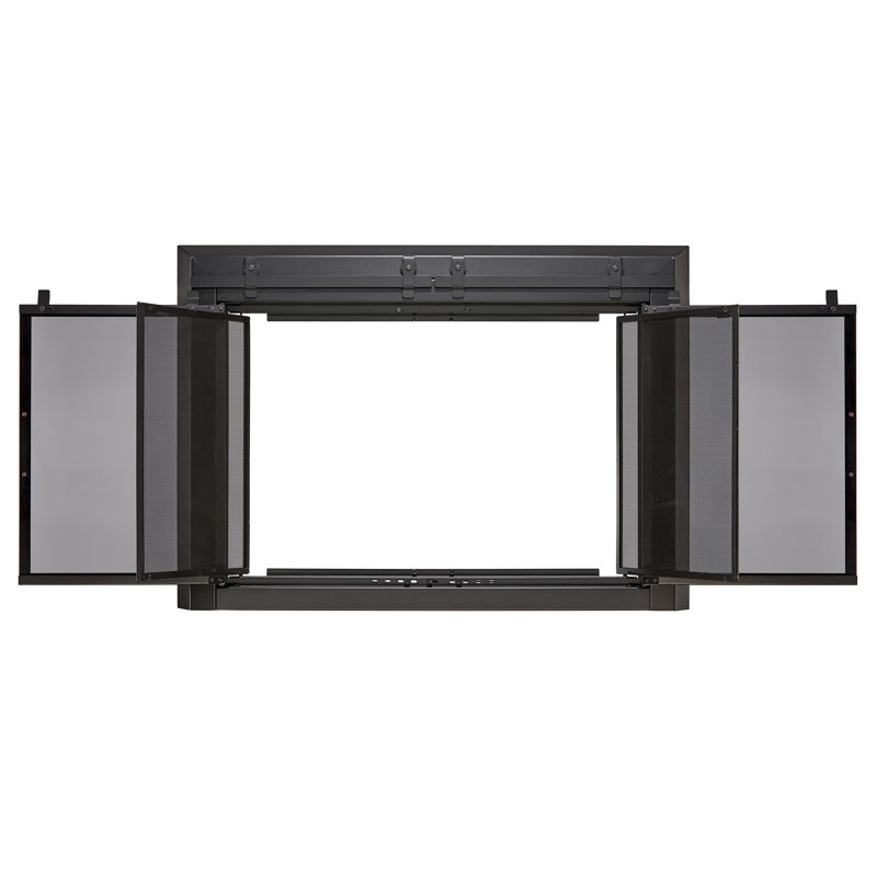 Porte de foyer en acier de style armoire, H 30,04 po x l 37,52 po x P 1,81 po