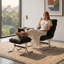 Méridienne Mid-Century moderne en cuir d'inspiration Bauhaus avec pieds en repose-pieds chromés-1643604171