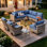 Ensemble de mobilier d'extérieur 10 pièces, chaises pivotantes en osier avec coussins rembourrés épais, canapé modulaire, table basse et table d'appoint pour le jardin, la cour et le patio