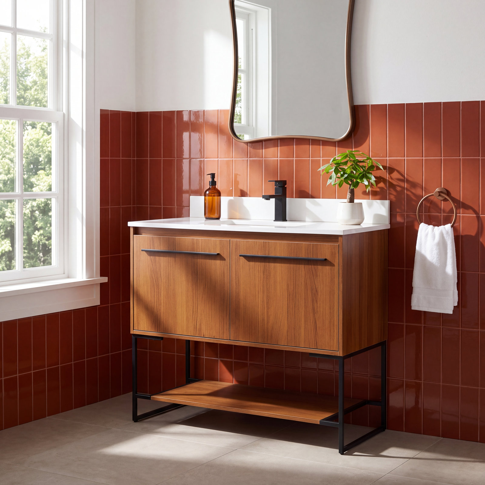 Rozell 40 " Single Bathroom Vanity, Teak