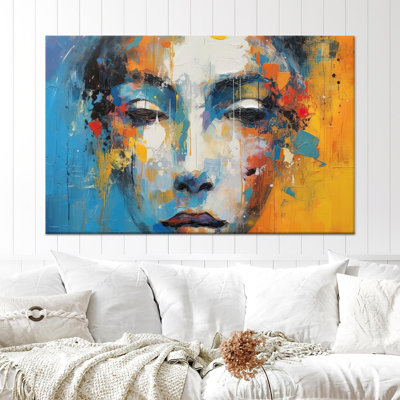 Impression sur toile moderne et moderne: Portrait de femme, art encadré doré 1P