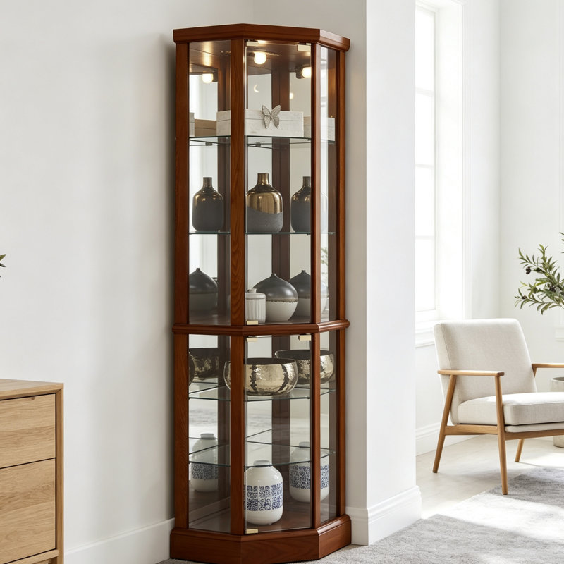 Vitrine d'angle à 6 tablettes Curio Cabinet