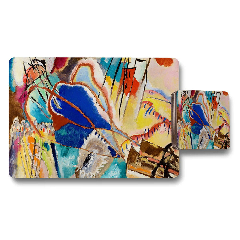 Abstract Colorful Placemat and Coaster Set for Dining Table