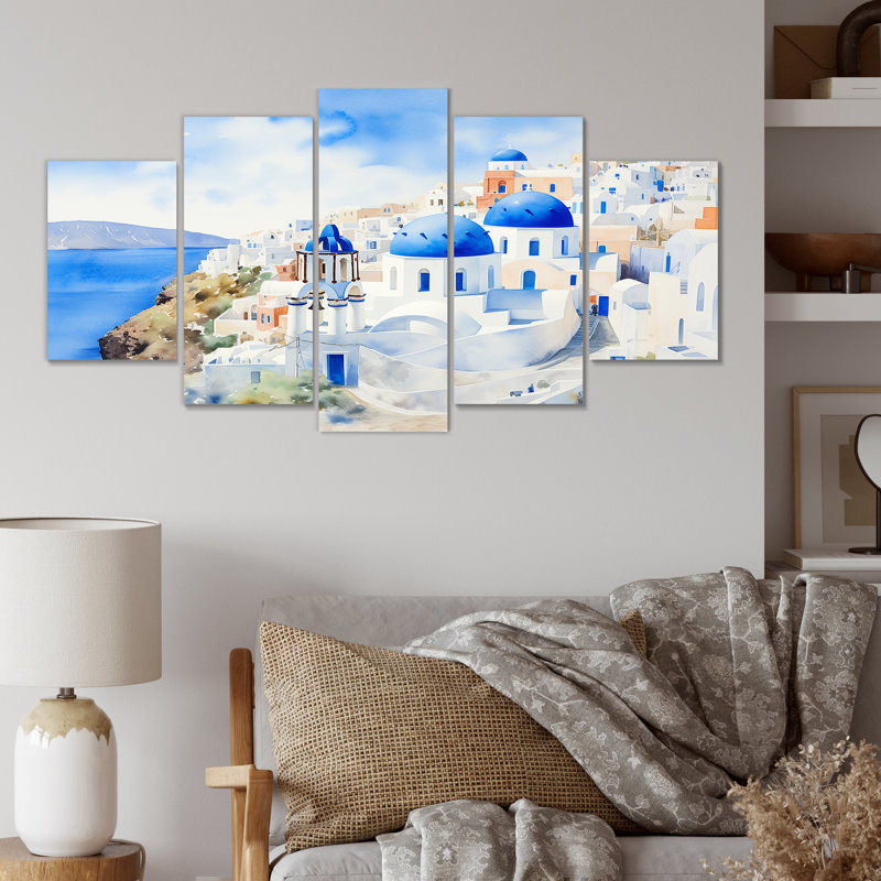 Grèce «Santorini Landscape I», ensemble d'art mural multi-panneaux en Grèce