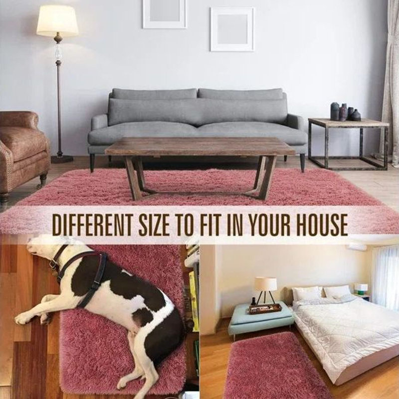 Solid Colour Shag Area Rug, Rectangle 122 x 183 cm