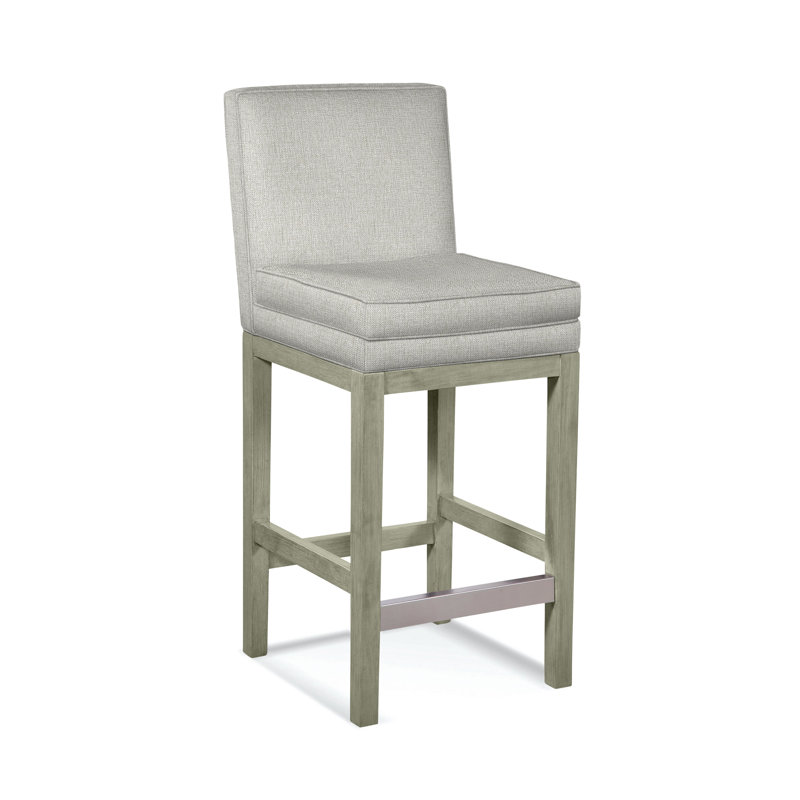 Upholstered Stool, White Textured Performance; 0865-91, Greystone Finish