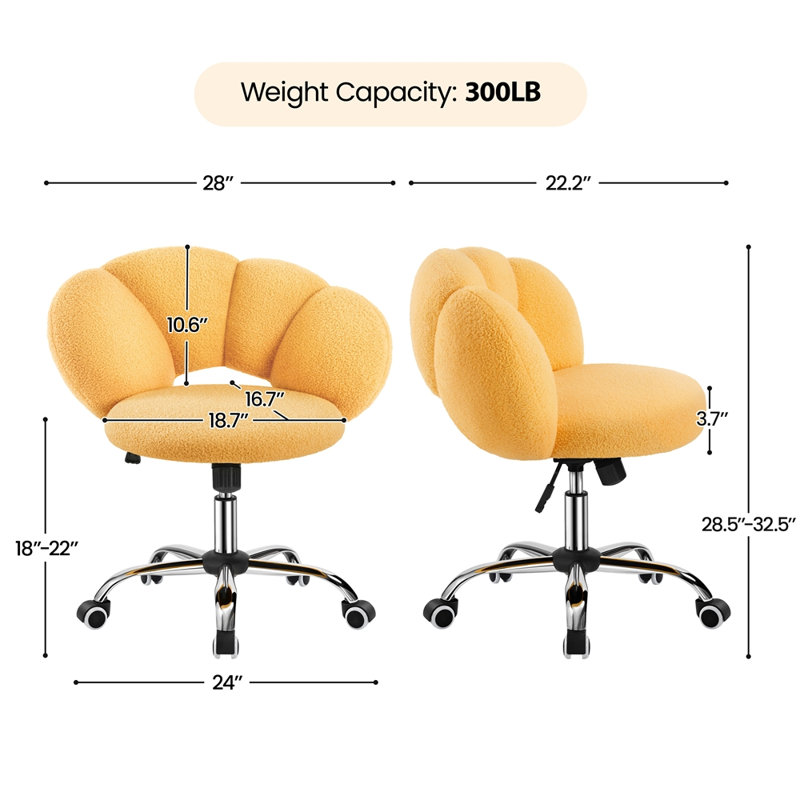 Boucle Upholstered Desk Chair, Yellow