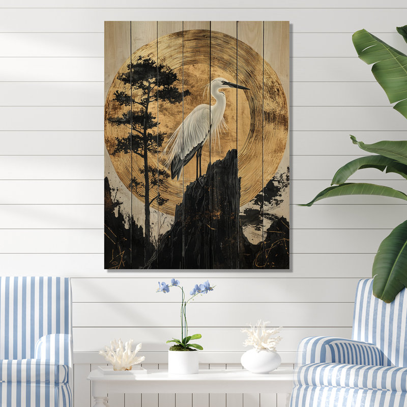Lever de soleil à l'encre de Chine dorée, paysage III, H 20 po x l 10 po x P 0,78 po