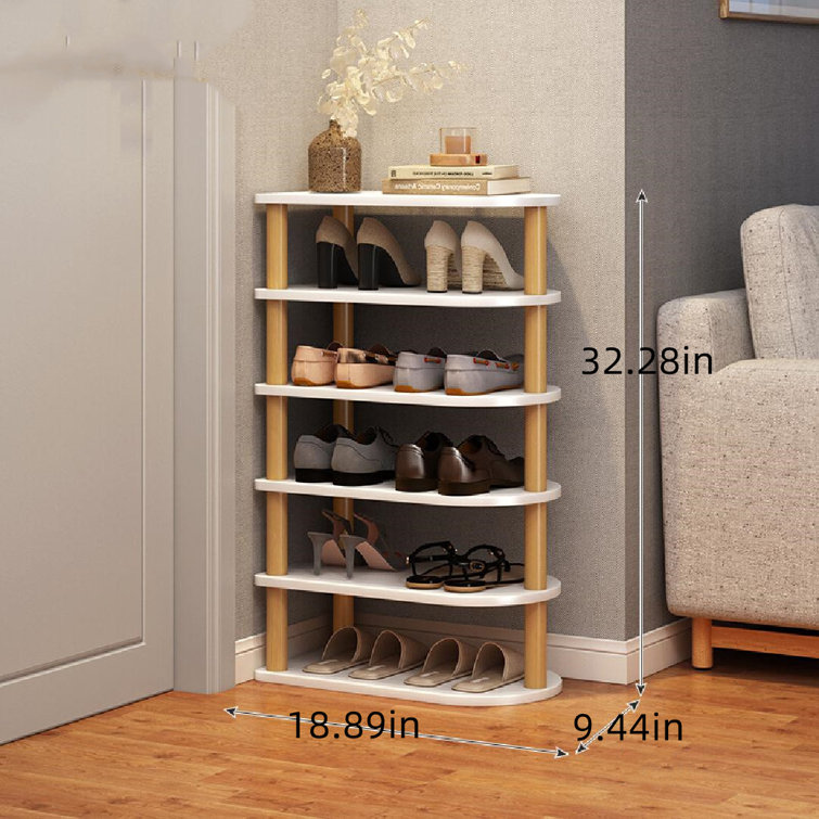 Small Narrow Dustproof 5 Pair Shoe Rack Rebrilliant Finish: White