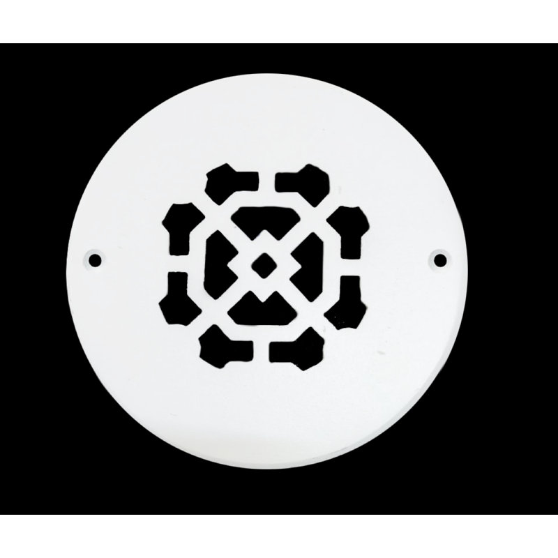 Grille ronde en fonte d'aluminium de 3,5 po Achtek (5 po au total), Mur avec trous de vis, Blanc thermolaqué