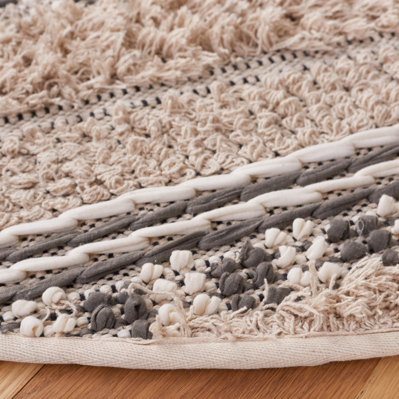 Babs Hand Woven Cotton Striped Rug, Round 6'