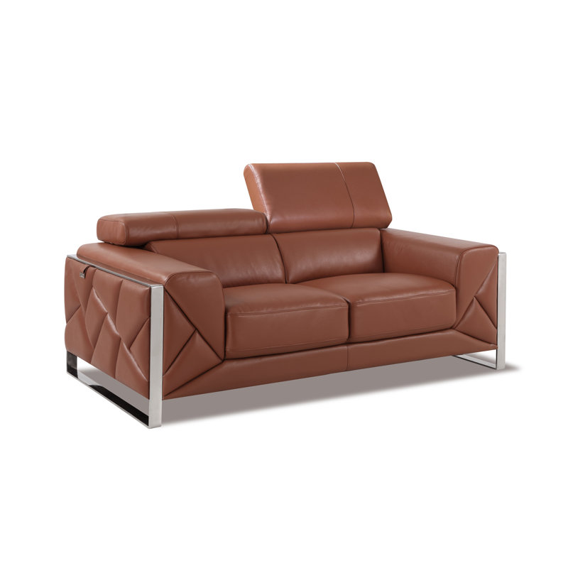 Causeuse en cuir italien Global United, Chameau