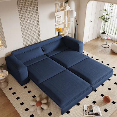 93" King Size Sleeper Sofa Bed, Pull Out Sofa Bed,3 In 1 Convertible Sleeper Sofa,Chaise Lounge,3 Seat Teddy Couch With 2 Lumbar Pillows,Office, Studies