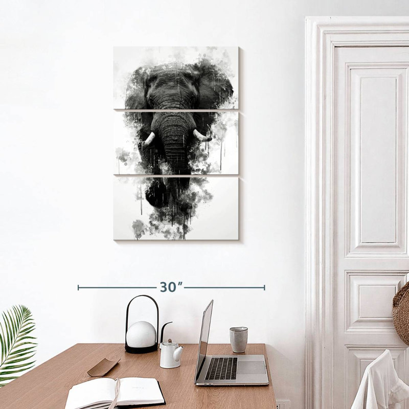Brampt Mighty Elephant noir et blanc, H 32 po x l 20 po