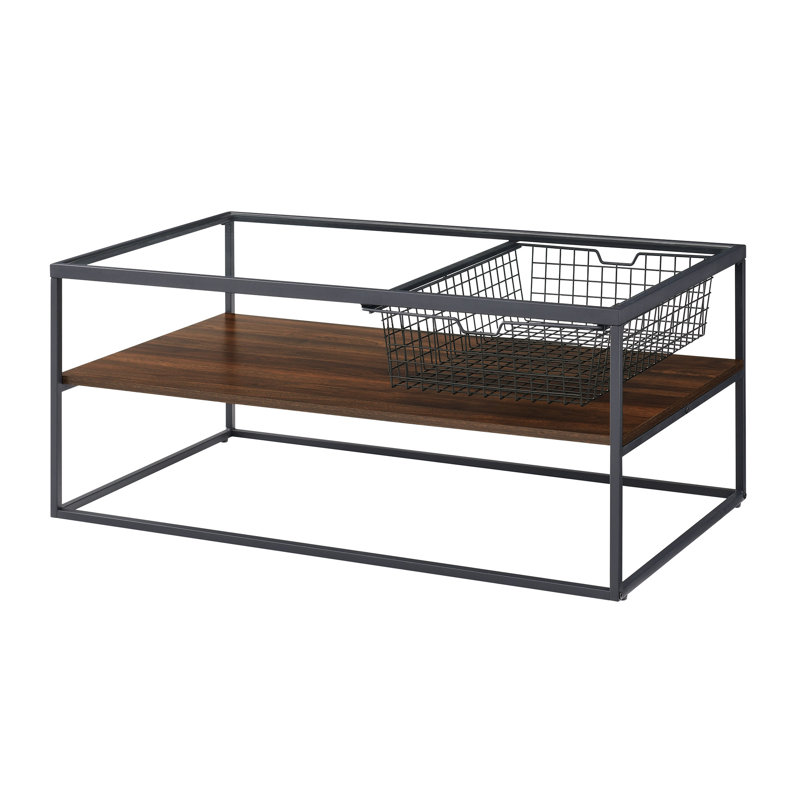 Glass Top Coffee Table, Dark Walnut