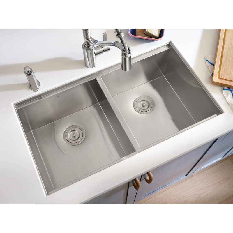 Luxe Chef 33" Stainless Steel Double Bowl Workstation Sink