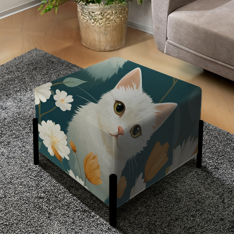 Motif de chat bleu sarcelle et blanc pour enfant Blossoms