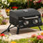 Barbecue de camping de 21,75 po avec 2 brûleurs, allumage, conception pliable, couvercle pour fumer, poignées froides au toucher, cendrier amovible, grille de brûleur portative en acier au carbone, pieds, thermomètre, idéal pour l'extérieur