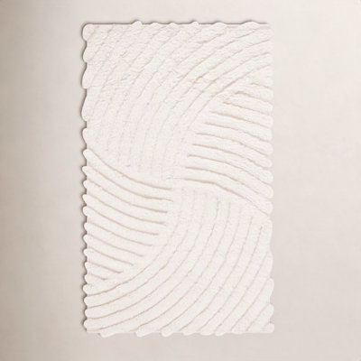 Abriel Ivory Hand-Woven Abstract Wool Rug