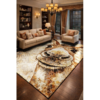 Tapis vert tissé à motif floral lavable Mosso