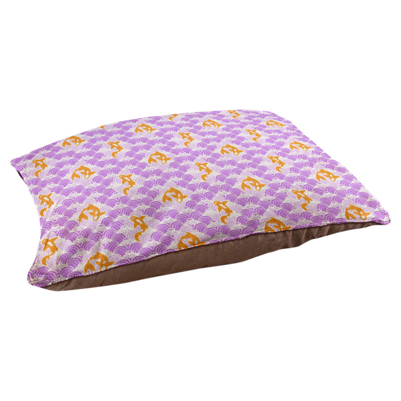 Coussin d’ondulations koi fish Byrge, Grand (l 42,5 po x P 14 po x H 32,5 po), Mauve/jaune