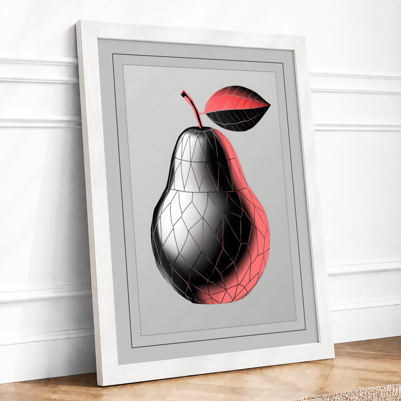 Divided Pear Botanical - Framed Print, A3 - 42.0 x 29.7 cm, White