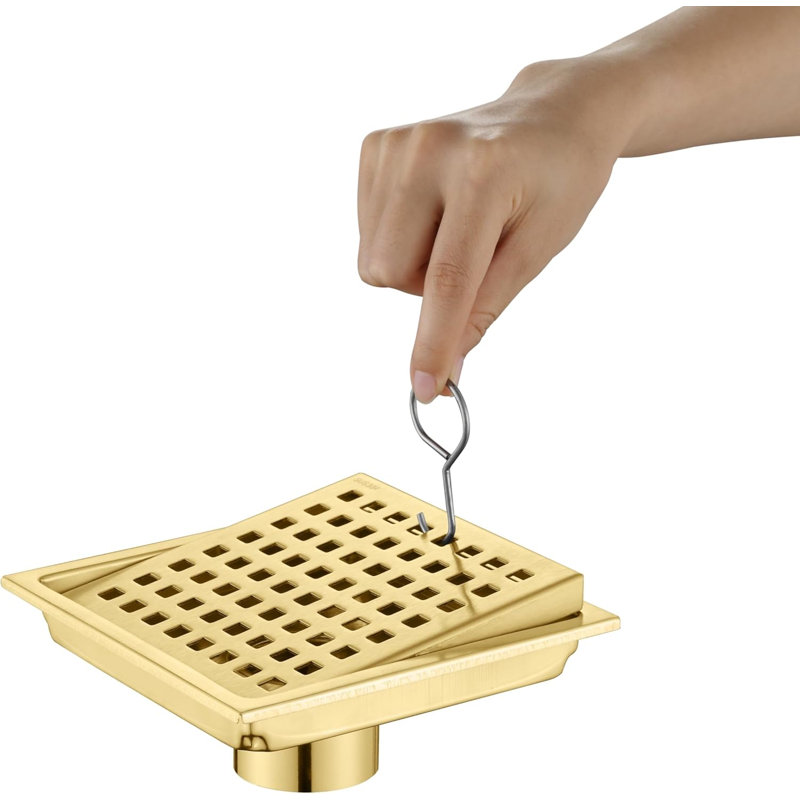 Drain de plancher de douche carré GarveeHome, grille amovible avec filtre à cheveux à bride, acier inoxydable, certifié CUPC