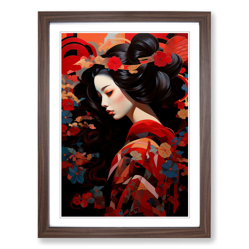 Single Picture Frame Print on Wood, Walnut Framed, 46cm H x 34cm W