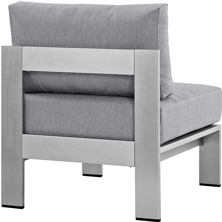 Ensemble de canapé modulaire d'extérieur en aluminium 5 pièces Shore, gris