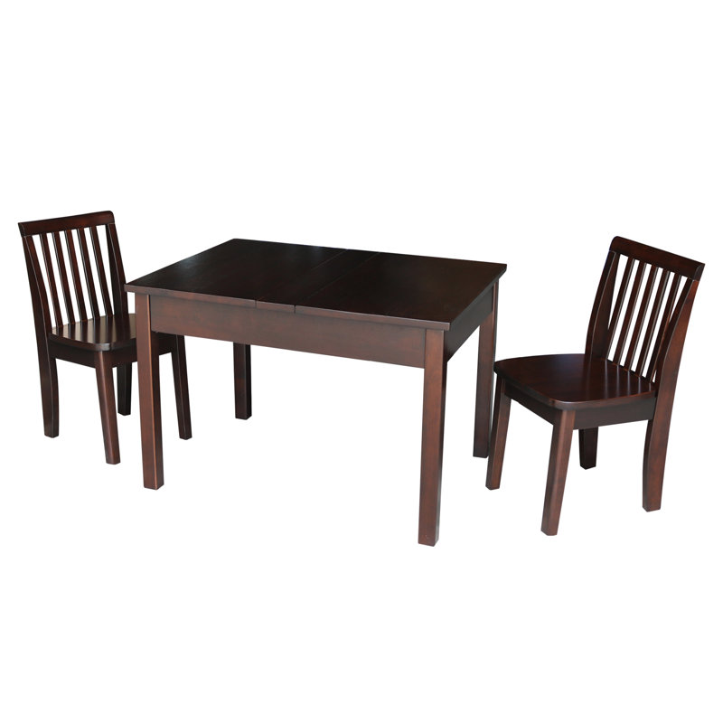 Rozanne Kids Solid Wood Rectangular Play Or Activity Table and Chair Set, Rich Mocha