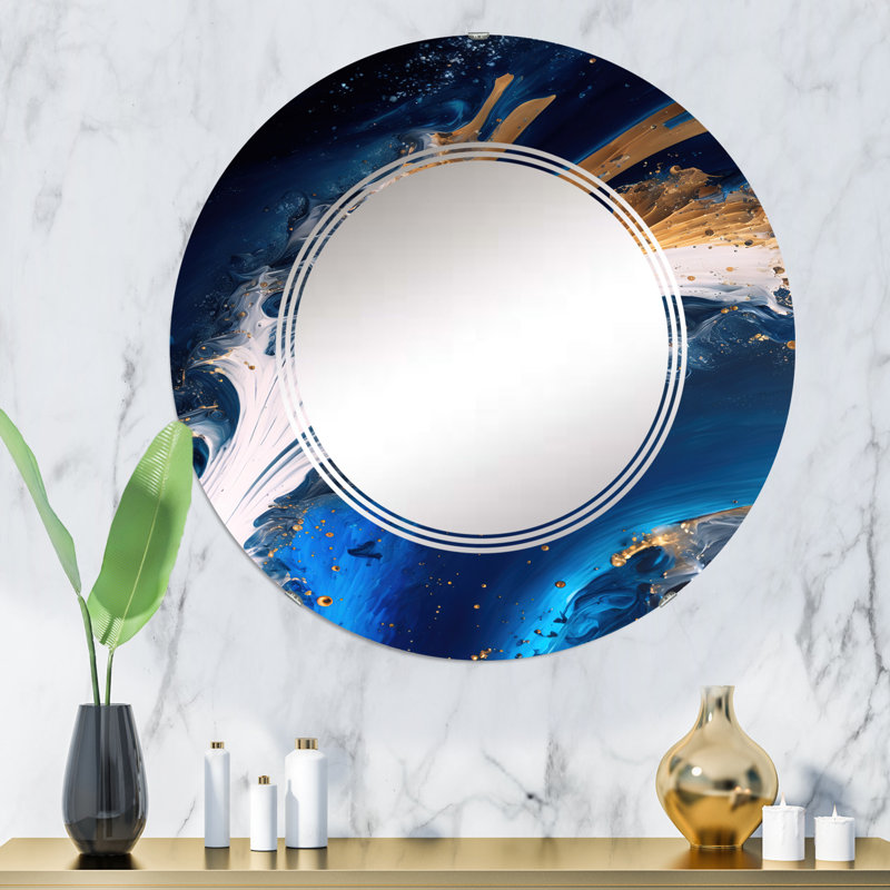 Raffe Ice Paint Splash III - Miroir mural moderne en spirale, 32 po x 32 po
