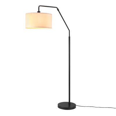 Portia 65" Matte Black Floor Lamp with White Fabric Shade