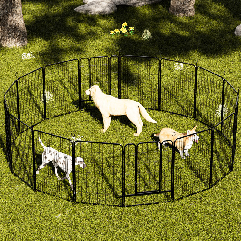 Parc pour chien en métal robuste de 40 po de très grande taille, 16 panneaux avec barrière autobloquante, forme réglable, rouille, clôture à assemblage rapide, gravité automatique pour l'intérieur et l'extérieur, aménagement,