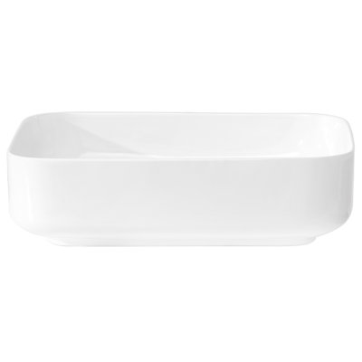 White Ceramic Bathroom Vessel Sink 20X15 Inch Rectangular - Modern Classic Style, Stain Resistance, Effortless Countertop Install For Various Uses Multiple Environments