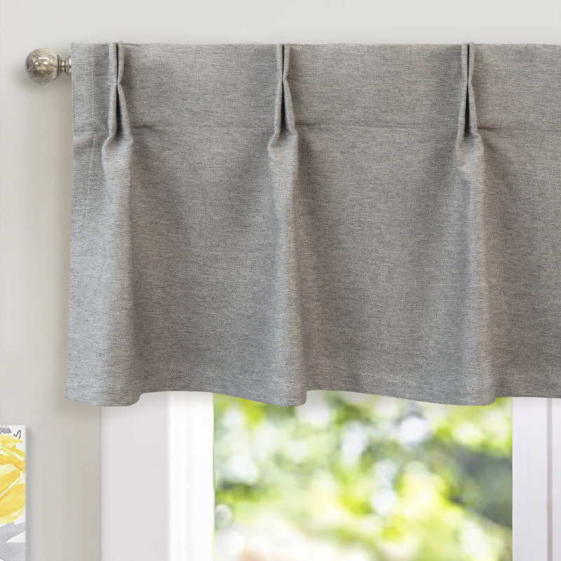 Cantonnière à plis pincés pour fenêtre de cuisine occultant en lin synthétique texturé beige uni pour la cantonnière en lin