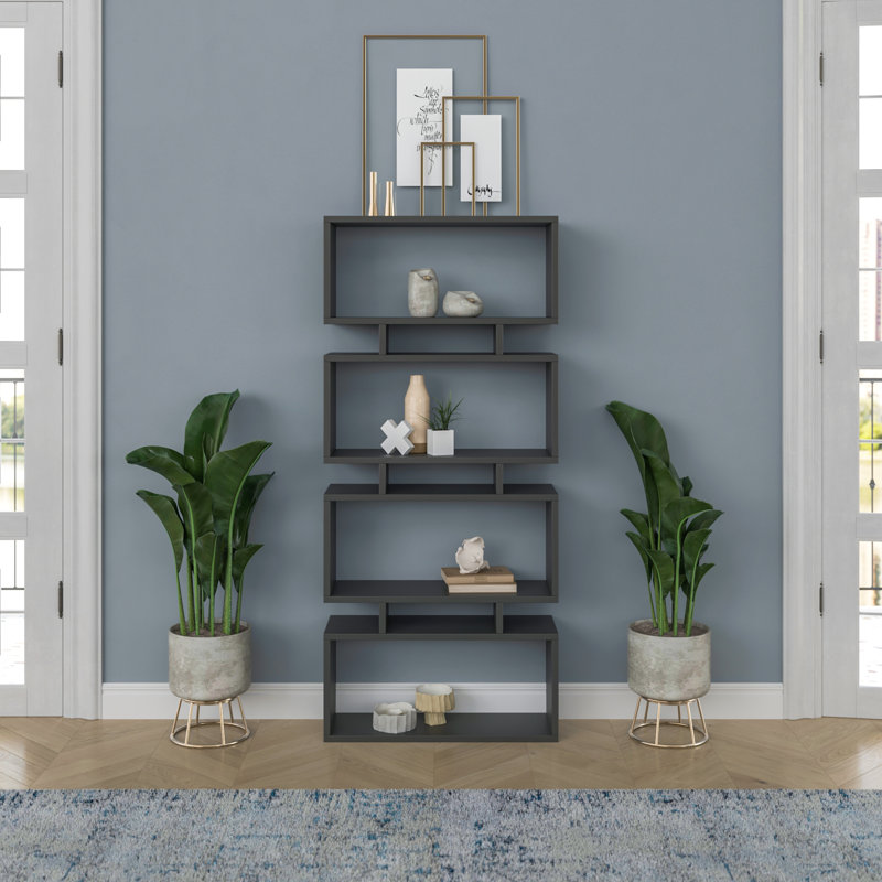 Barzykin Geometric Bookcase, Anthracite