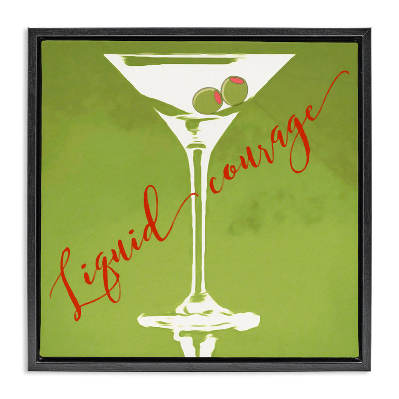 «Liquide Courage Sassy Martini», art mural encadré flottant par Graffi * Tee Studios, Cadre flottant noir de jais