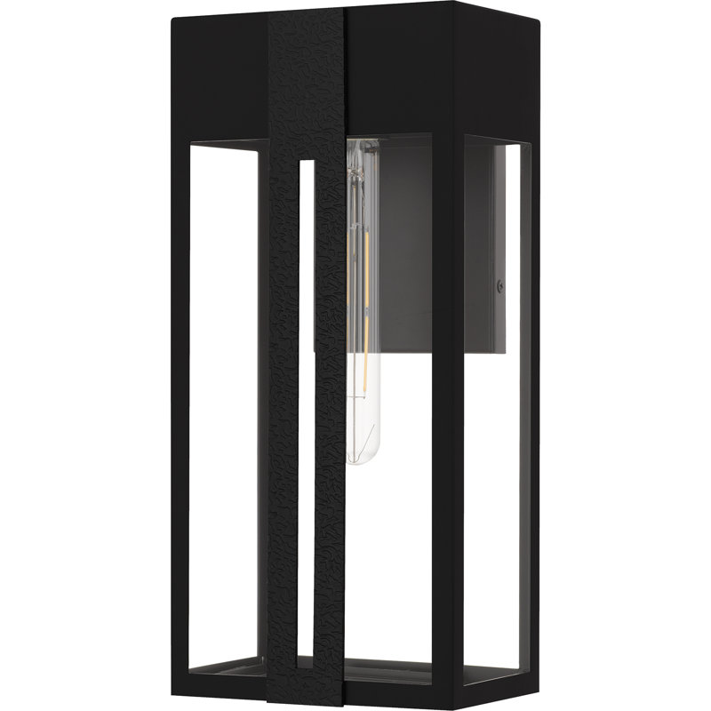 Boswell 1-Light Matte Black Outdoor Wall Lantern, 16" H x 7.5" W x 5.5" D