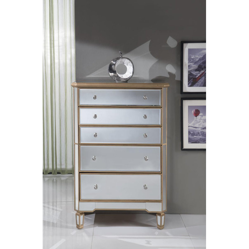 Caila 33'' W 5 - Drawer Dresser, Gold