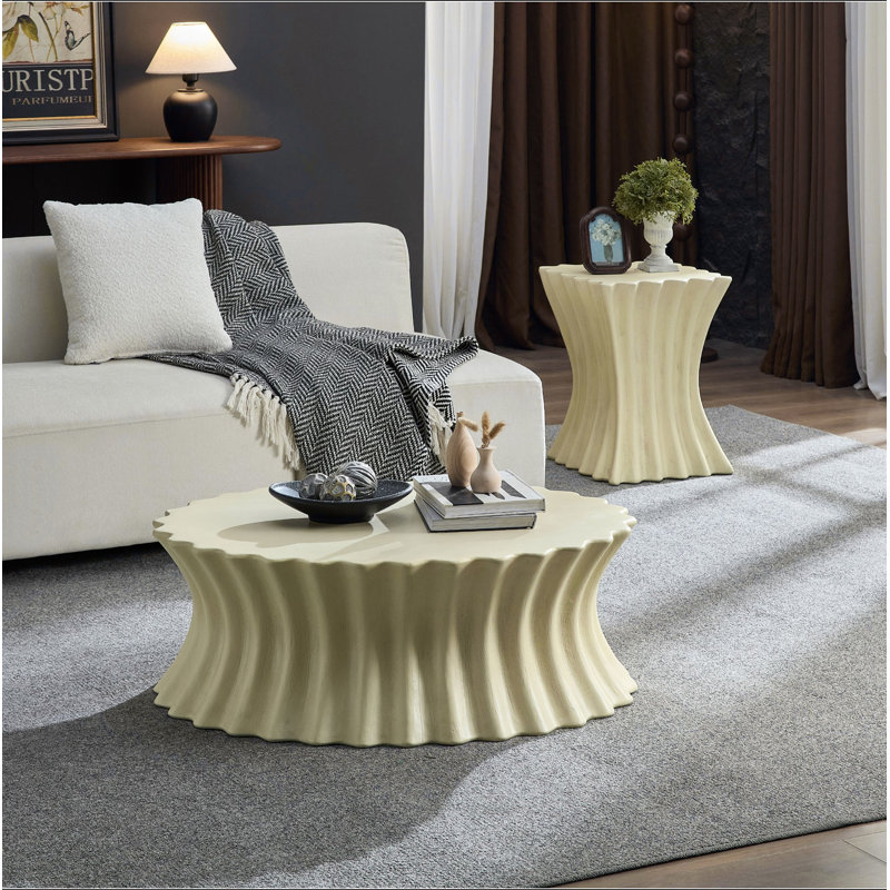 Ensemble de 2 tables basses en fibre de verre robuste pour salon