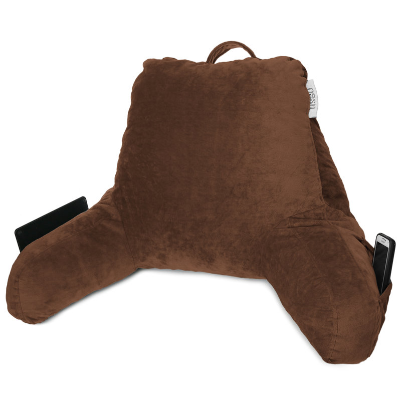 Coussin de lecture Nestl, H 17 po x l 31 po x P 12 po, Chocolat / Brun