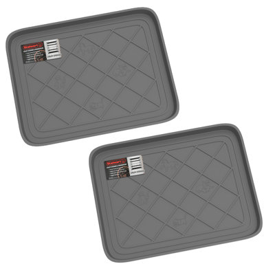 All Weather Boot Tray – Water Resistant Plastic Utility Diamond Pattern Shoe Mat – Indoor or Outdoor Doormats for All Season Use by Stalwart