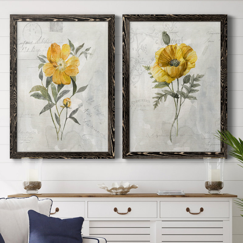 Canary Linen pivoine - ensemble de 2 reproductions d'art, H 37,5 po x l 55 po x P 1,5 po, H 31,5 po x l 47 po x P 1,5 po
