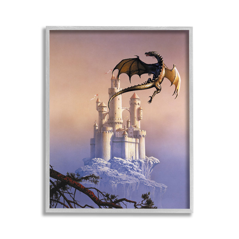«Magical Dragon & Castle», art de la giclée encadrée par Ciruelo, Estampe numérique Farmhouse, H 14 po x l 11 po