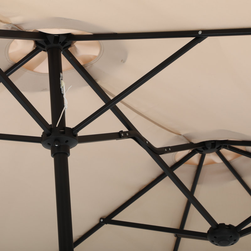 Parasol de marché à double face de l 13 pi x H 7,8 pi avec base