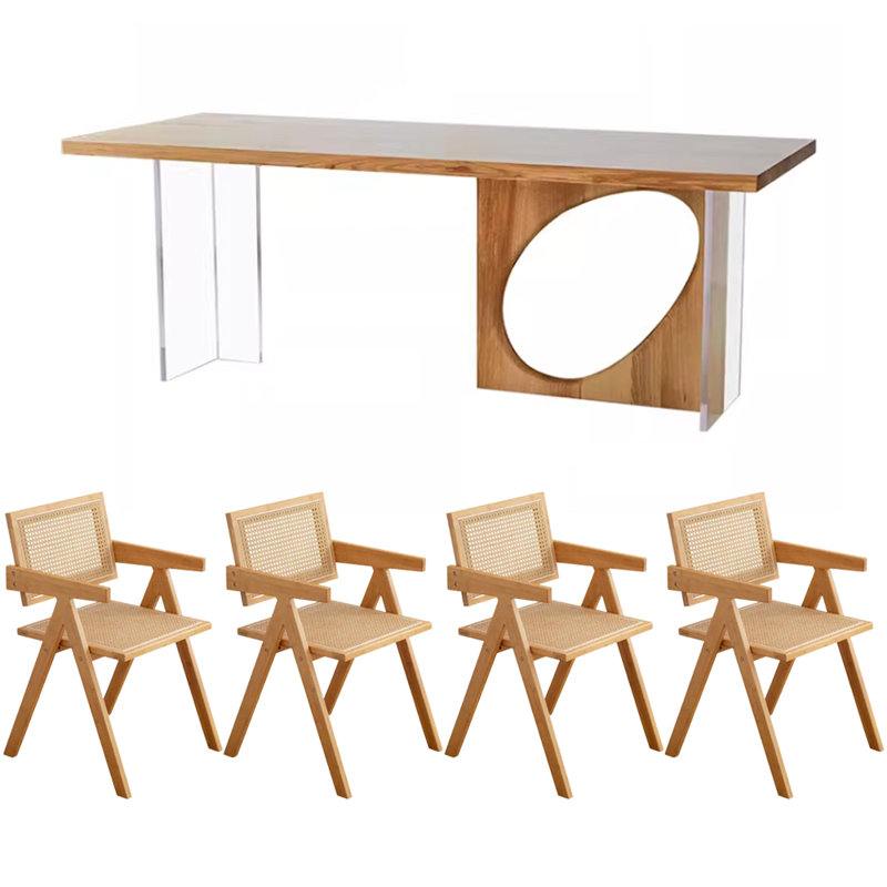 4 - Person Solid Wood Top Double Pedestal Dining Set, 29.52"H x 70.86"L x 31.49"W