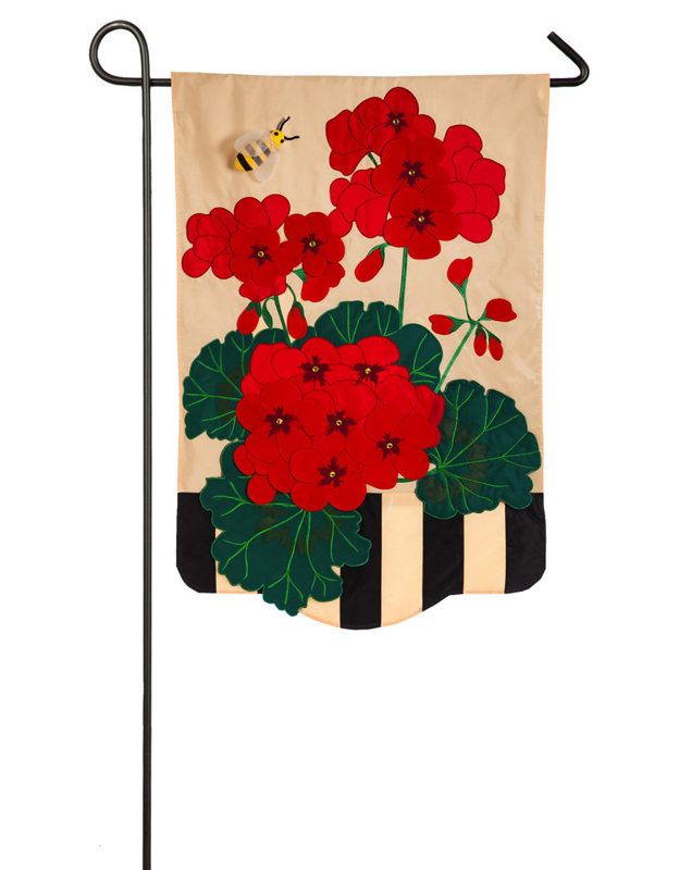 Geraniums 2 côtés, 18 x 13 po drapeau de jardin