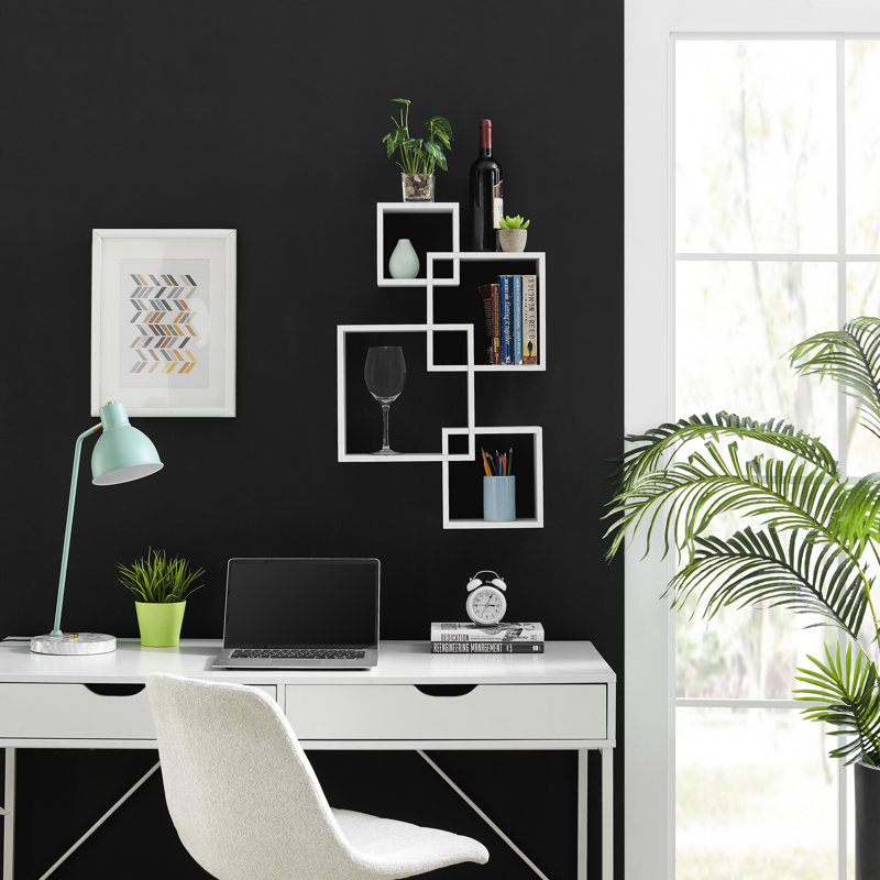 Cithlali Intersecting Cube Accent Wall Shelf, White