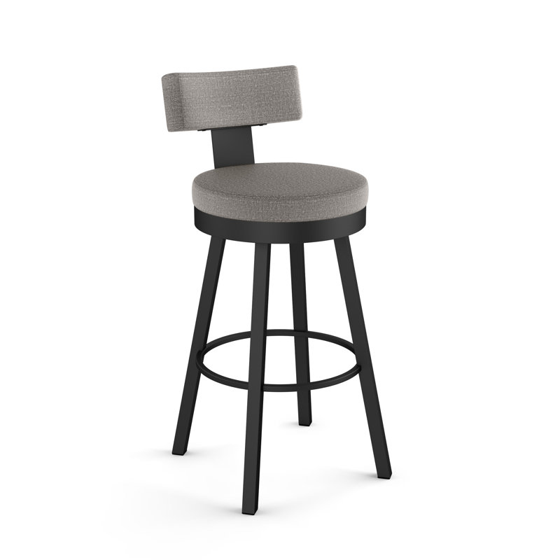 Tabouret de bar et de comptoir pivotant Morgan, Noir, Argent argent, Tabouret de comptoir (siège d'une hauteur de 26,6